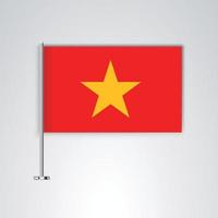 Vietnam-Flagge mit Metallstab vektor