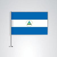 nicaragua flagga med metallpinne vektor