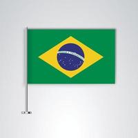 Brasilien-Flagge mit Metallstab vektor