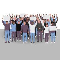 protestierende Menschen mit erhobenen Händen. öffentlicher Protest Illustration vektor