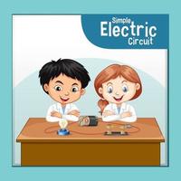 enkel elektrisk krets med vetenskapsman barn seriefigur vektor