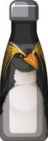 en svart termosflaska med pingvinmönster vektor