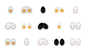 kokt ägg ikon uppsättning vektor illustration