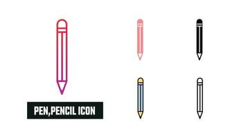 penna, penna ikon uppsättning vektor illustration