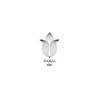 florale Logo-Design-Vorlage im Umriss-Stil. Blumenzeichen gezeichnetes Symbol vektor