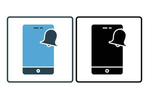 underrättelse ikon. telefon med klocka. ikon relaterad till varning, underrättelse. lämplig för webb webbplats, app, användare gränssnitt, tryckbar etc. fast ikon stil. enkel vektor design redigerbar