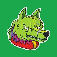 Maskottchen Logo Aufkleber Wolf Kunst Illustration vektor