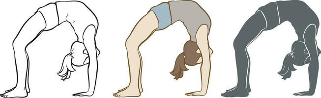 kvinna do yoga utgör silhuett uppsättning. vektor