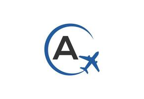 Schreiben Sie eine Designvorlage für das Logo für Flugreisen vektor