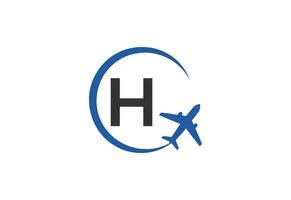 Brief h Luft Reise Logo Design Vorlage vektor