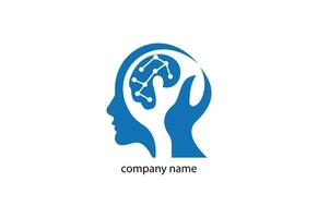 Mensch Kopf Gehirn Silhouette dünn Logo oder Symbol Design Vorlage vektor