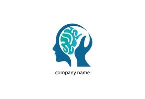 Mensch Kopf Gehirn Silhouette dünn Logo oder Symbol Design Vorlage vektor