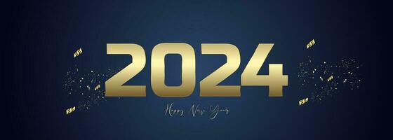 2024 Lycklig ny år med guld band, hälsning kort begrepp vektor, illusion vektor