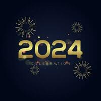2024 Feier Konzepte zum Banner Design und golden Feuerwerk auf Gradient isoliert Über schwarz Hintergrund vektor