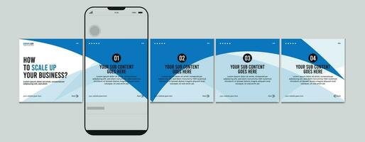 uppsättning av karusell posta mall, redigerbar karusell posta, social media karusell posta för företag vektor