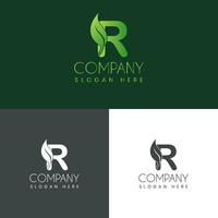 r Brief mit Blatt kreativ Logo Design Vektor Lager Illustration