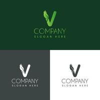 v Brief mit Blatt kreativ Logo Design Vektor Lager Illustration