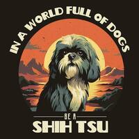 shih tsu Jahrgang T-Shirt Design Vektor Illustration