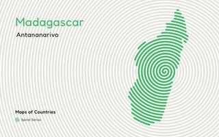 abstrakt Karta av madagaskar med spiral rader vektor