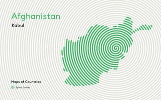 kreativ Karte von Afghanistan, politisch Karte. Kabul Welt Länder Vektor Karten Serie. Spiral, Fingerabdruck Serie