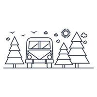 Auto Ausflug durch das Weihnachten Baum Wald. isoliert Illustration auf Weiß. Erholung im Natur, Tourismus vektor