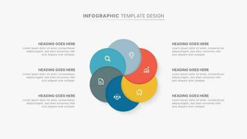 cirkel runda infographic design mall med sex alternativ vektor