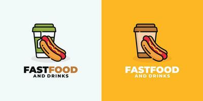 heiß Hund und trinken schnell Essen Logo Design Vektor