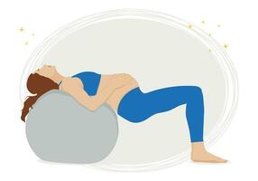 gravid kvinna håller på med yoga. gravid kvinna i de bakgrund. vektor illustration
