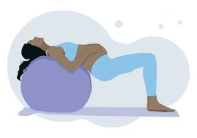 gravid kvinna håller på med yoga. gravid kvinna i de bakgrund. vektor illustration