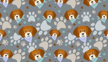 Beagle Hund Karikatur Vektor Illustration nahtlos Muster Textur Hintergrund Hintergrund.