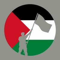 palestina konflikt vektor illustration. cirkel av palestina flagga med man innehav en flagga. palestina illustration av krig för social frågor, Nyheter eller konflikt