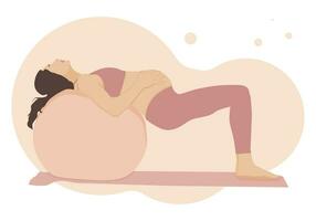 gravid kvinna håller på med yoga. gravid kvinna i de bakgrund. vektor illustration