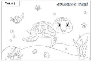 süß lächelnd Schildkröte, mit gezeichnet Elemente im schwarz und Weiß vektor