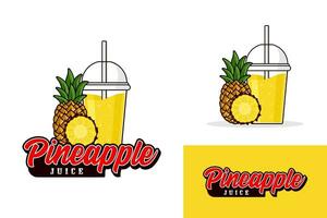 Ananas Saft trinken Logo Design Illustration Sammlung vektor