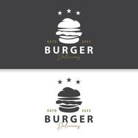 Burger Logo schnell Essen Design, heiß und köstlich Essen Vektor Schablone Illustration