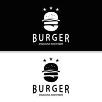 Burger Logo schnell Essen Design, heiß und köstlich Essen Vektor Schablone Illustration