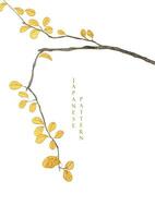 japanisch Hintergrund mit Gold und schwarz Textur Vektor. Ast mit Blätter Dekoration mit natürlich Illustration im Jahrgang Stil. vektor