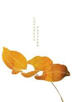 Kunst natürlich Hintergrund. japanisch Hintergrund mit Aquarell Textur Vektor. Ast mit Herbst Blätter Dekoration im Jahrgang Stil. vektor