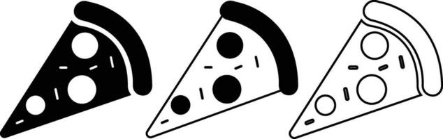 Pizza Stück eben Linie schwarz Symbole Satz. Vektor dünn Zeichen von Italienisch schnell Essen Cafe Logo. Pizzeria können Sein benutzt zum Digital Produkt, Präsentation, drucken Design und Mehr