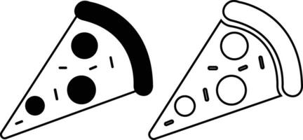 Pizza Stück eben Linie schwarz Symbole Satz. Vektor dünn Zeichen von Italienisch schnell Essen Cafe Logo. Pizzeria können Sein benutzt zum Digital Produkt, Präsentation, drucken Design und Mehr