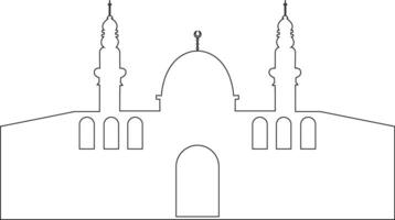 Palästina al aqsa Moschee Linie Symbol, Verbindung im das Stadt von jerusalem oder al quds im Arabisch Symbol Silhouette linear Design. Masjid al-aqsa zum Logo, schwarz Gliederung Symbol, Gruß Karte Banner Vektor