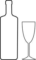 alkohol flaska och glas linje ikoner. svart översikt vektor silhuett med vin, cognac, champagne, öl. alkohol linjär samling .elements svartvit