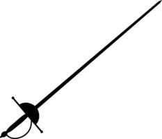 Fechten Sport Logo solide Design. gekreuzt Rapiere Schwerter oder Fechten Duell Linie Vektor isoliert auf modisch Stil schwarz Symbol zum Spiele und Webseiten.