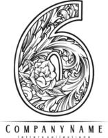 elegant Nummer 6 Monogramm Logo Jahrgang gedeihen Gliederung Vektor Abbildungen zum Ihre Arbeit Logo, Fan-Shop T-Shirt, Aufkleber und Etikette Entwürfe, Poster, Gruß Karten Werbung Geschäft Unternehmen