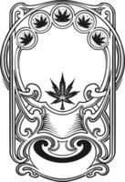 Luxus Cannabis Emblem mit Kunst Jugendstil Ornament Gliederung Vektor Abbildungen zum Ihre Arbeit Logo, Fan-Shop T-Shirt, Aufkleber und Etikette Entwürfe, Poster, Gruß Karten Werbung Geschäft Unternehmen