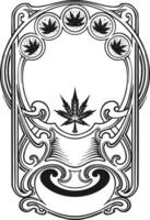 lyx cannabis emblem med konst nouveau prydnad översikt vektor illustrationer för din arbete logotyp, handelsvaror t-shirt, klistermärken och märka mönster, affisch, hälsning kort reklam företag företag