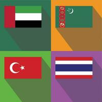 Thailand, Truthahn, Turkmenistan, vereinigt arabisch Emirate Flagge vektor