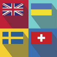 Schweiz, Schweden, Ukraine, vereinigt Königreich Flaggen vektor