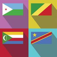 Kongo, Komorerna, Kongo, djibouti flagga vektor