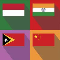 China, Timor, Indien, Indonesien Flagge vektor